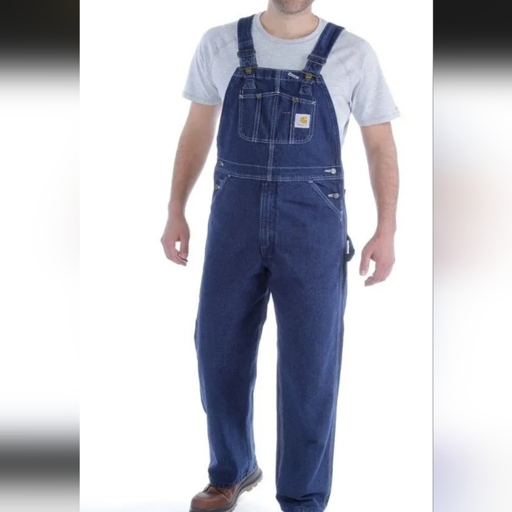 Carhartt R07 Denim Bib Overalls 32x32 Blue Workwear Carpenter